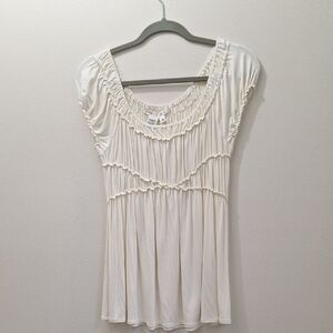 Max Studio Cream Ruched Blouse